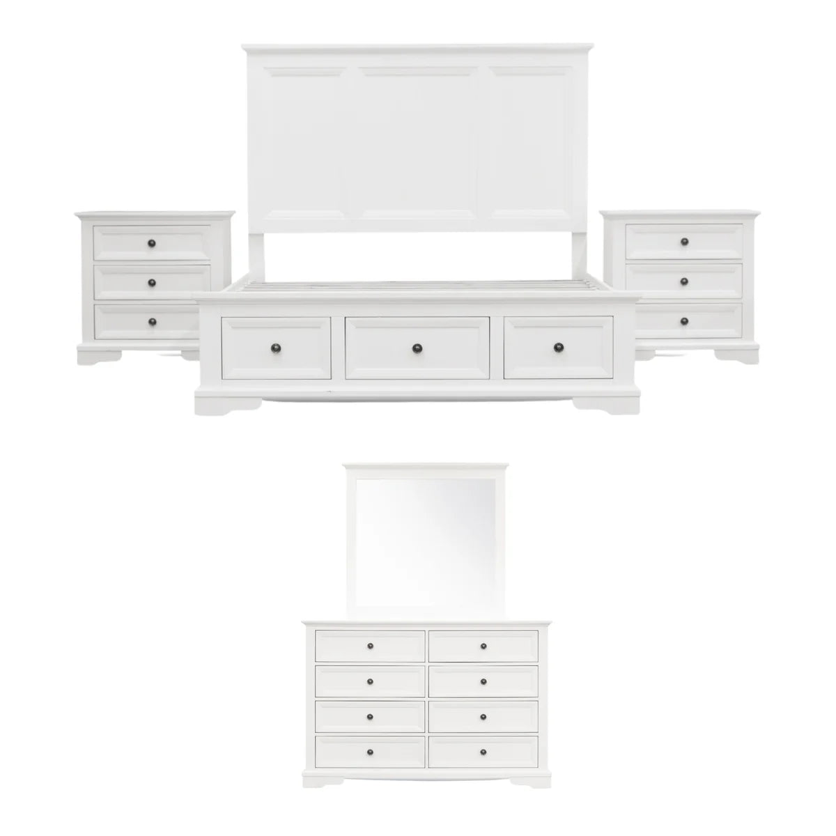 Sala 8 Drawers Timber Dresser with Mirror White
