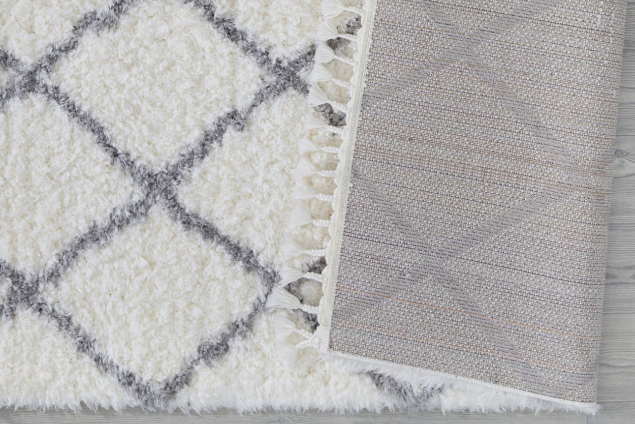 Poss Fluffy Design Turkish Area Rug White image 3