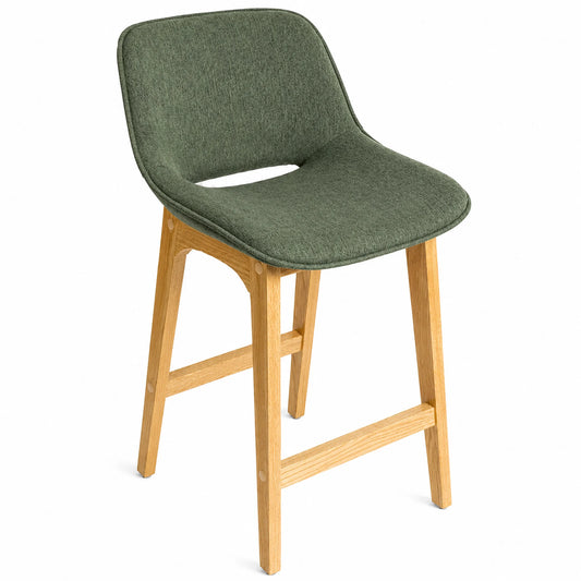 Abbey Fabric & Solid Oak Bar Stool in Sage