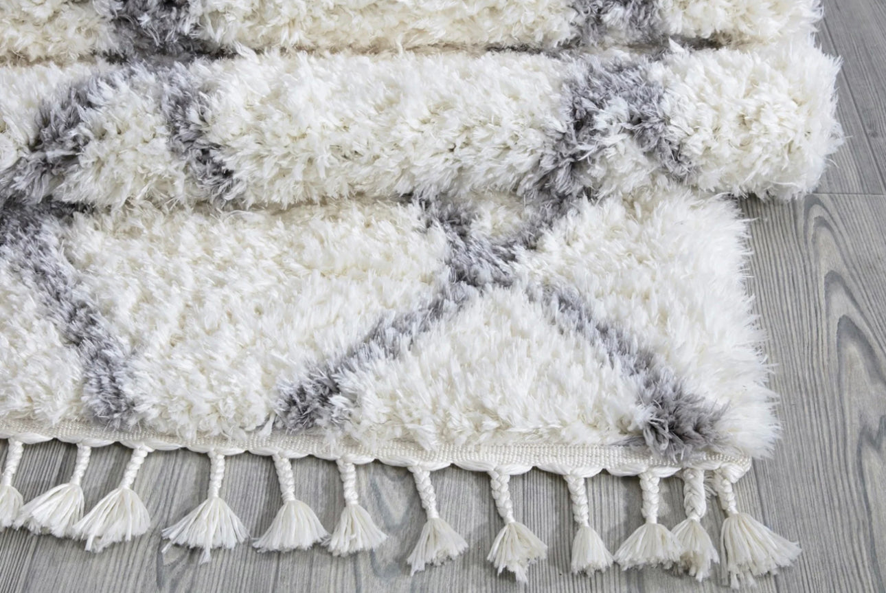 Poss Fluffy Design Turkish Area Rug White image 2