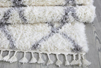 Poss Fluffy Design Turkish Area Rug White image 2