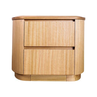 Wooden cabinet with two drawers on a white background