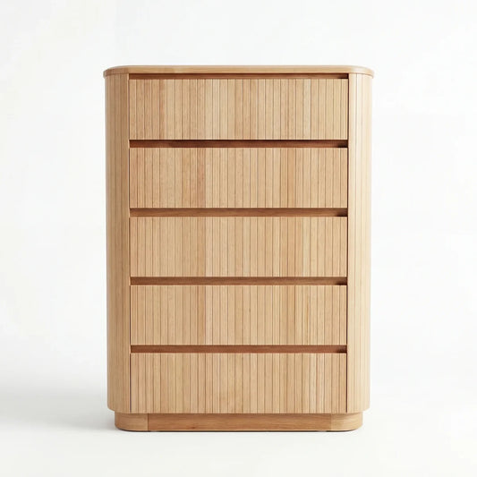 Adsila Natural Messmate 5 Drawer Tallboy