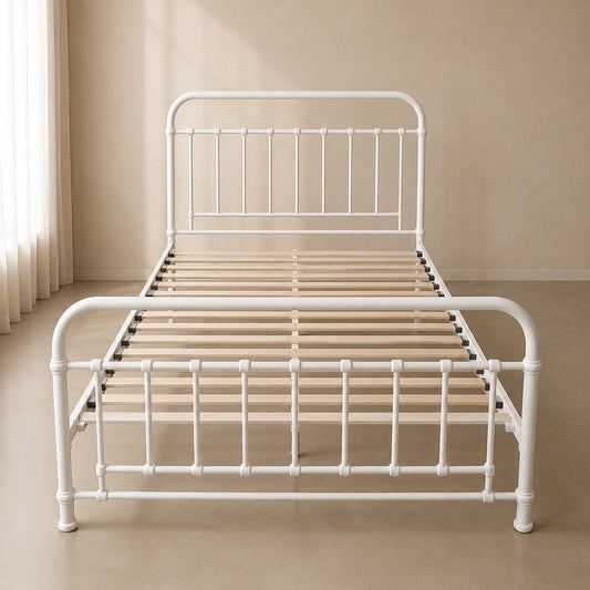 Akira White Metal Bed Frame