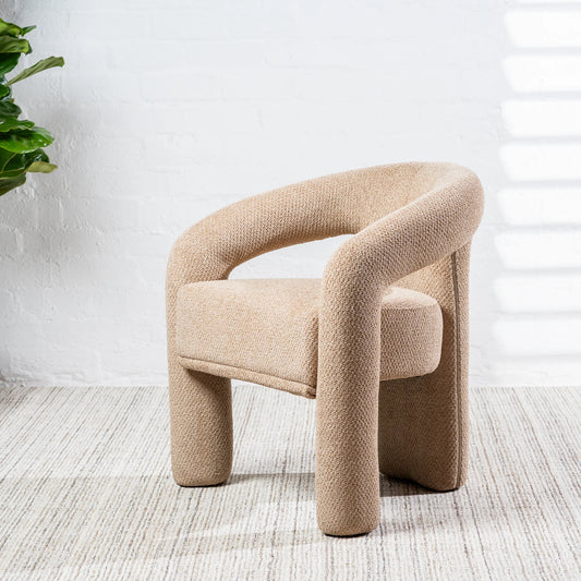 Alba Chenille Accent Armchair in Sand
