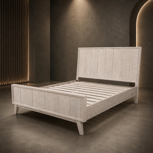 Alena Whitewashed Acacia Timber Bed Frame - KING