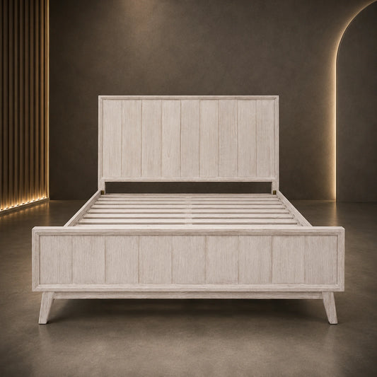 Alena Whitewashed Acacia Timber Bed Frame