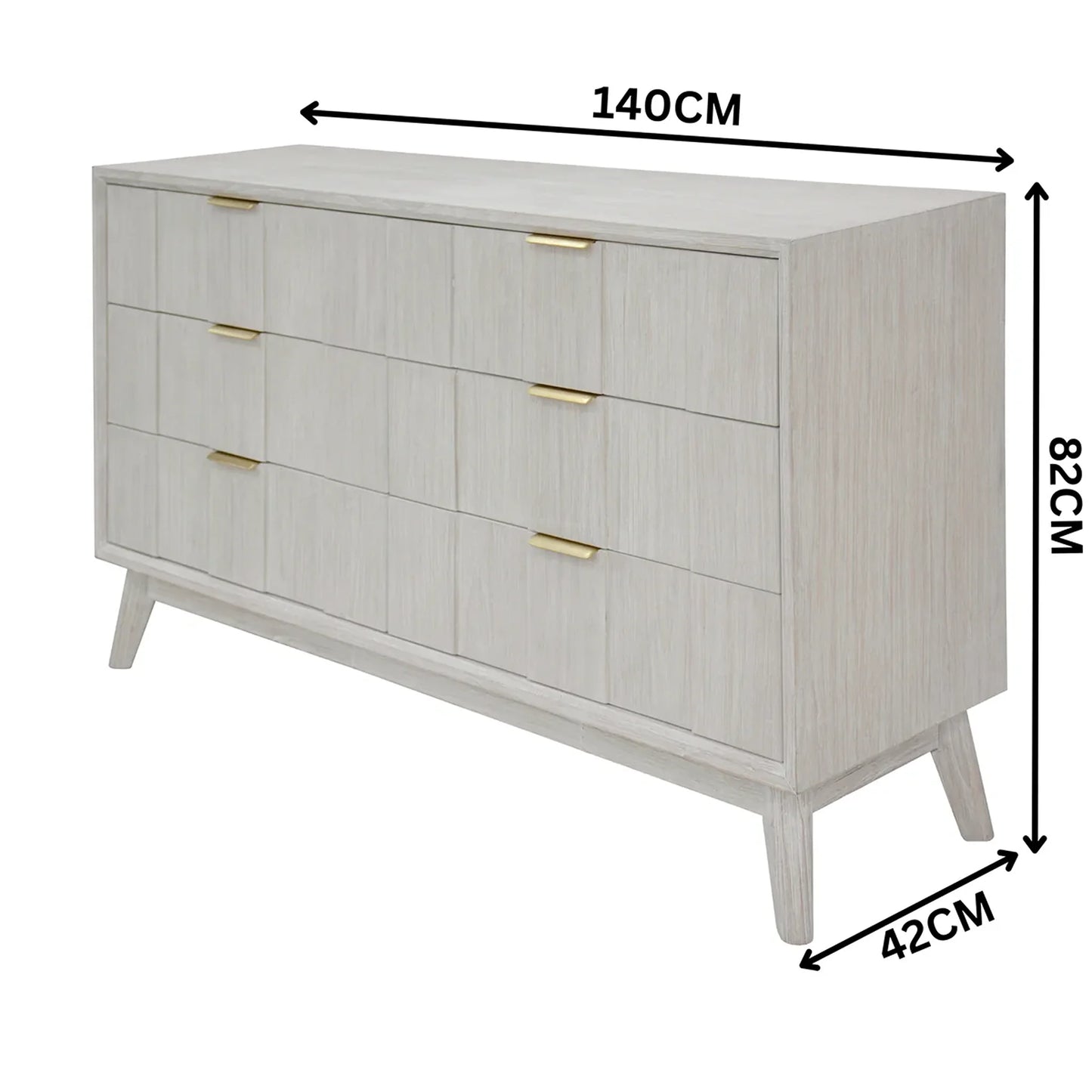 Alena 6 Drawers Timber Dresser White