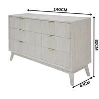 Alena 6 Drawers Timber Dresser White