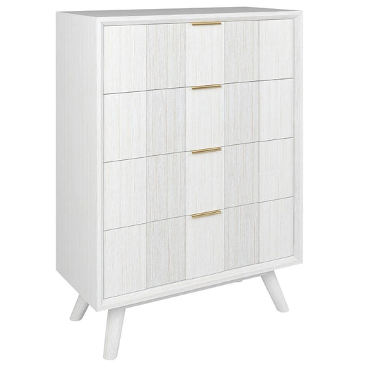 Alena Whitewashed Acacia 4 Drawer Tallboy