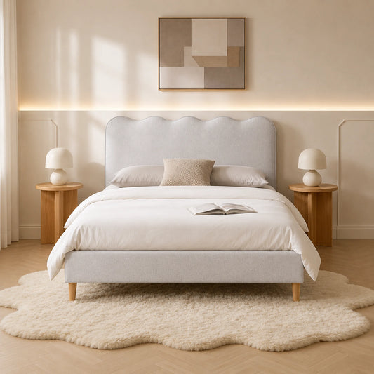 Alexandria Natural Linen-Look Fabric Bed Frame