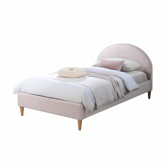 Alix Velvet Pink Arch Headboard Bed Frame