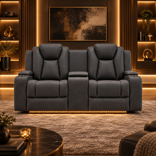 Arena 2 Seater Dual Motor Electric Recliner - Charcoal