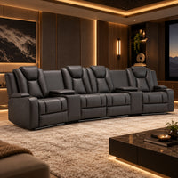 Arena 4 Seater Dual Motor Home Theatre Recliner Suite - Charcoal