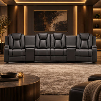 compare product Arena 4 Seater Dual Motor Home Theatre Recliner Suite - Charcoal
