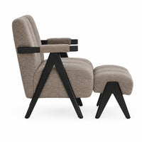Atlas Fabric Armchair with Stool