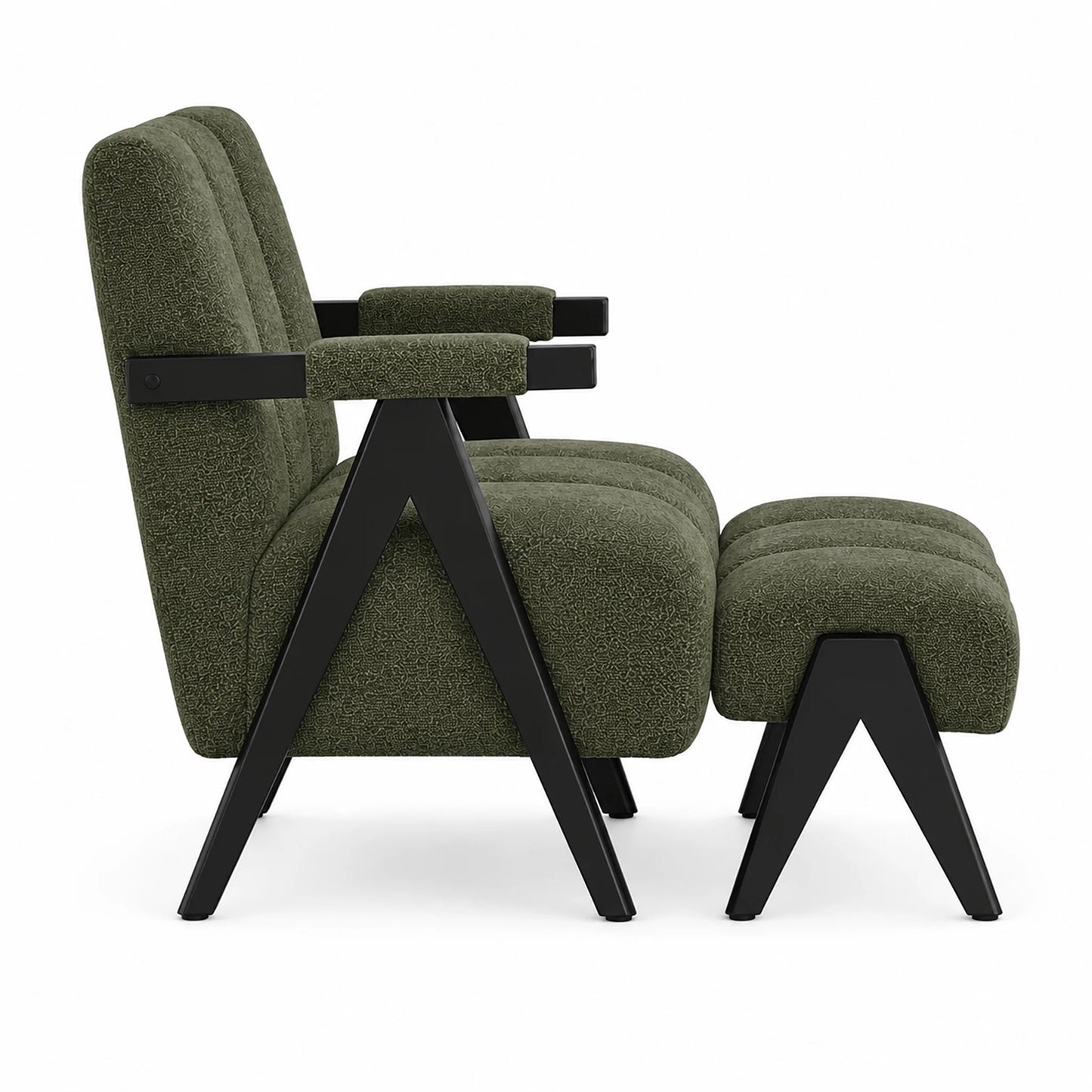 Atlas Fabric Armchair with Stool
