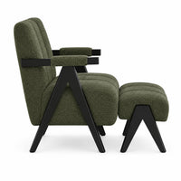 Atlas Fabric Armchair with Stool