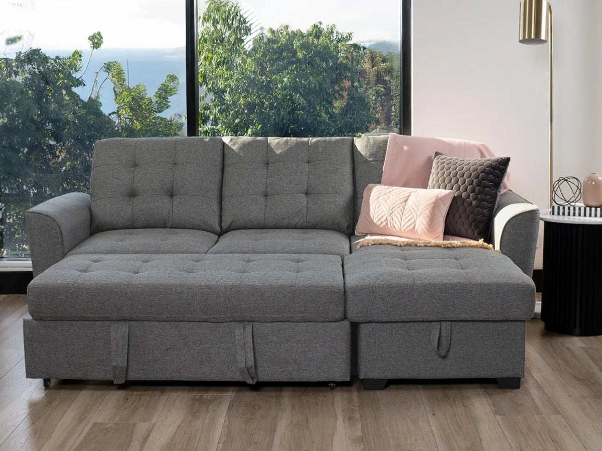 Aurore 2 Seater Sofa Bed with Reversible Storage Chaise