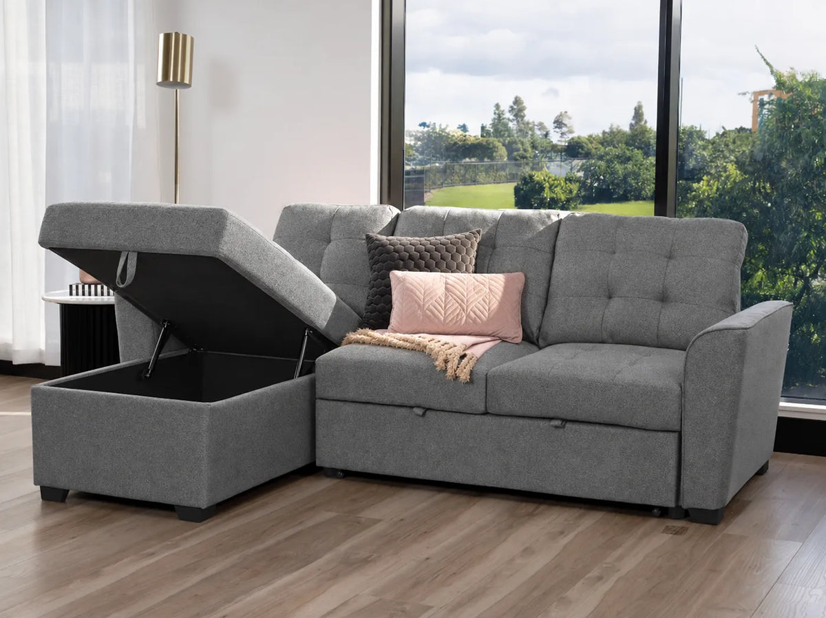 Aurore 2 Seater Sofa Bed with Reversible Storage Chaise