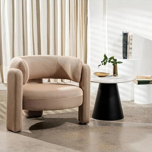 Aurore Mesh Fabric Accent Armchair in Sand