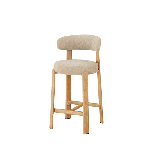 Avila Chenille Bar Stool - Natural Wood-Look Frame