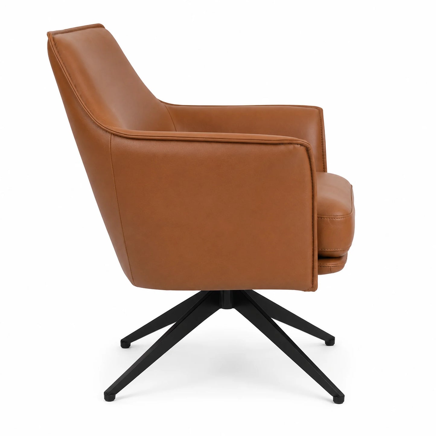Baril Genuine Leather Swivel Accent Chair