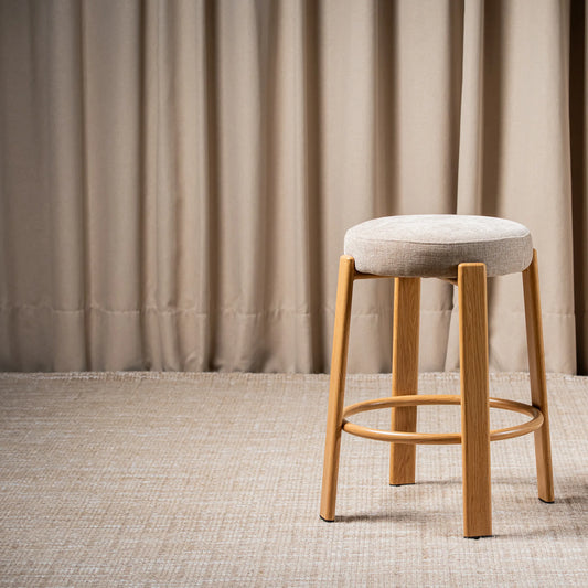 Bergen Chenille Bar Stool - Natural Wood-Look Frame