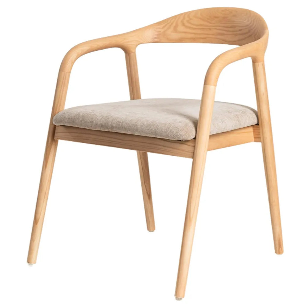 Bosino Beige Fabric Dining Chair Natural Oak
