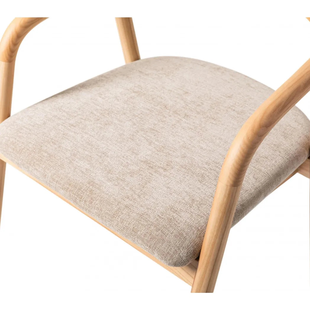 Bosino Beige Fabric Dining Chair Natural Oak