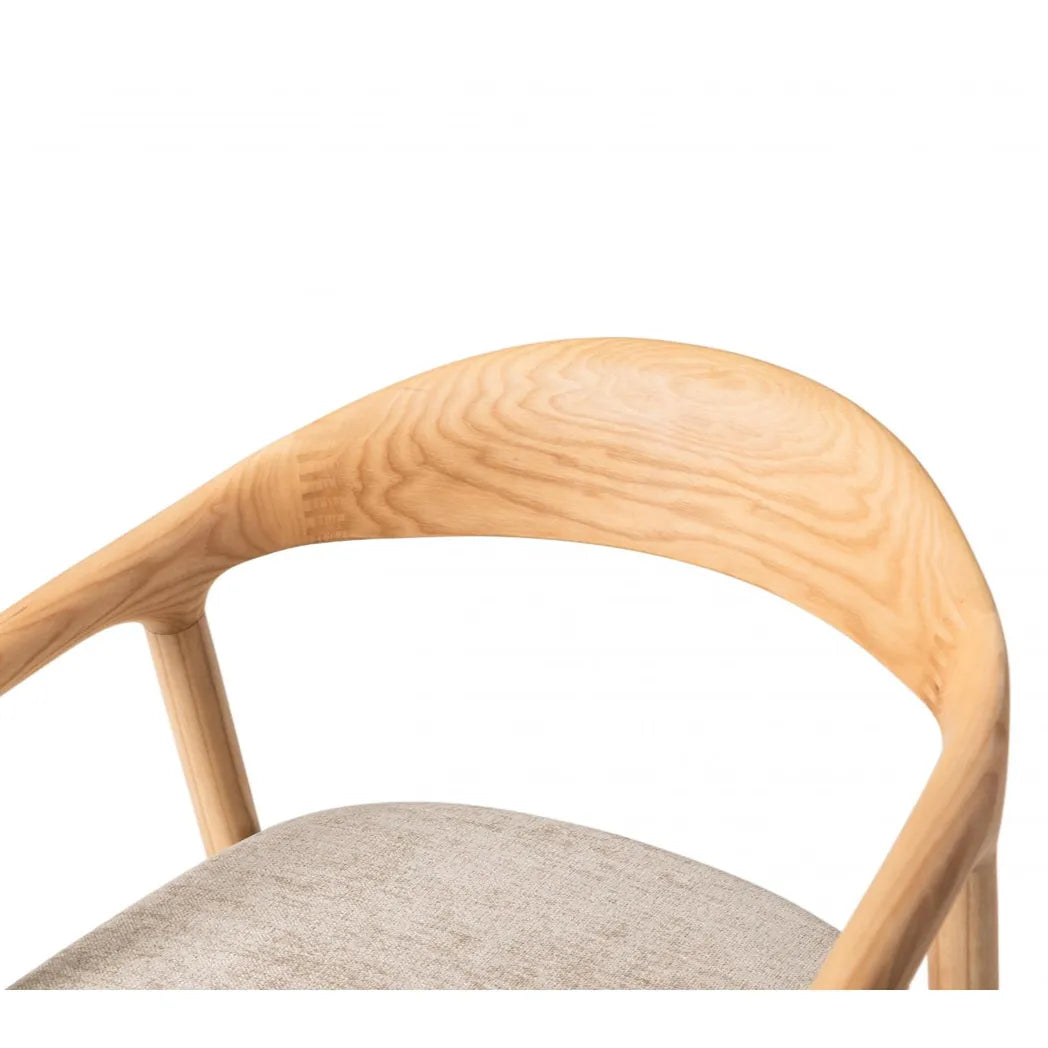 Bosino Beige Fabric Dining Chair Natural Oak