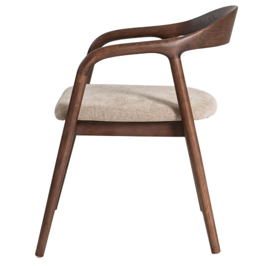 Bosino Beige Fabric Dining Chair Walnut