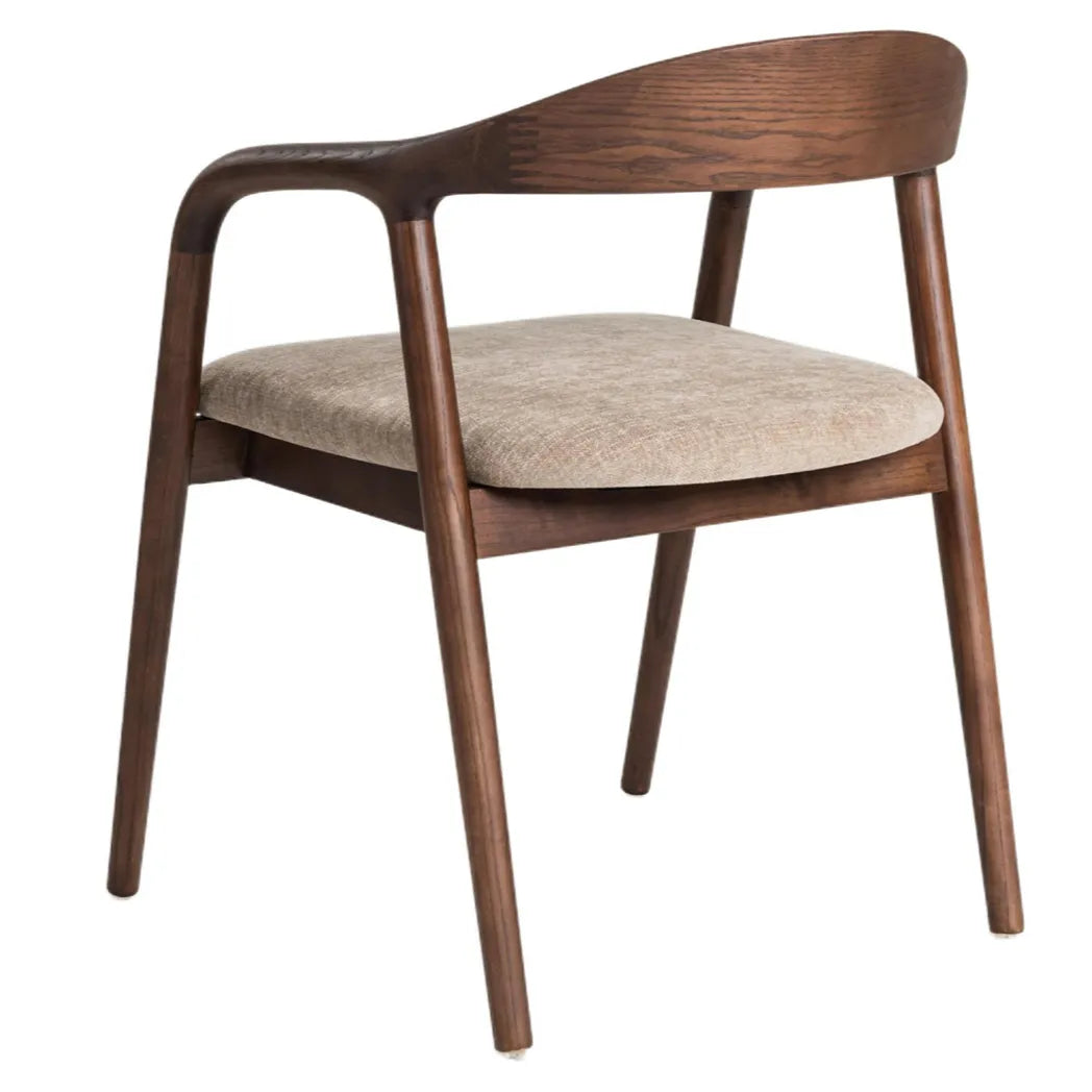 Bosino Beige Fabric Dining Chair Walnut