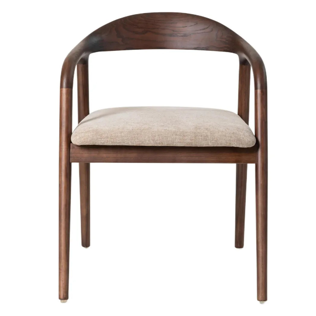 Bosino Beige Fabric Dining Chair Walnut