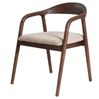Bosino Beige Fabric Dining Chair Walnut