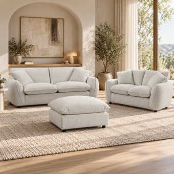 compare product Bradman 3+2+Ottoman Duck Feather Lounge Suite - Snow