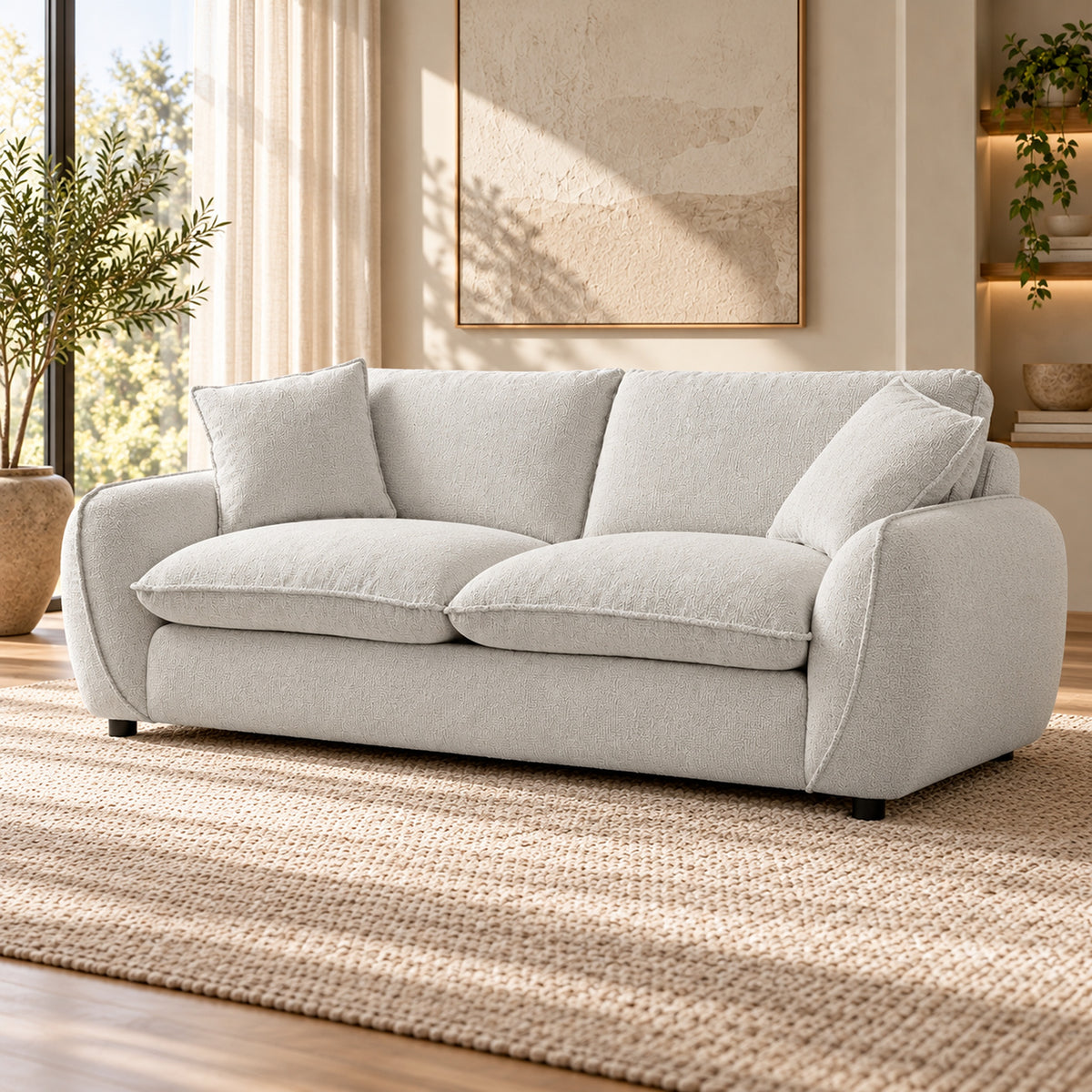 Bradman 3 Seater Duck Feather Sofa - Snow