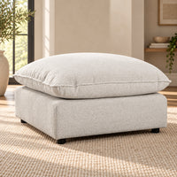 Bradman Duck Feather Ottoman - Snow