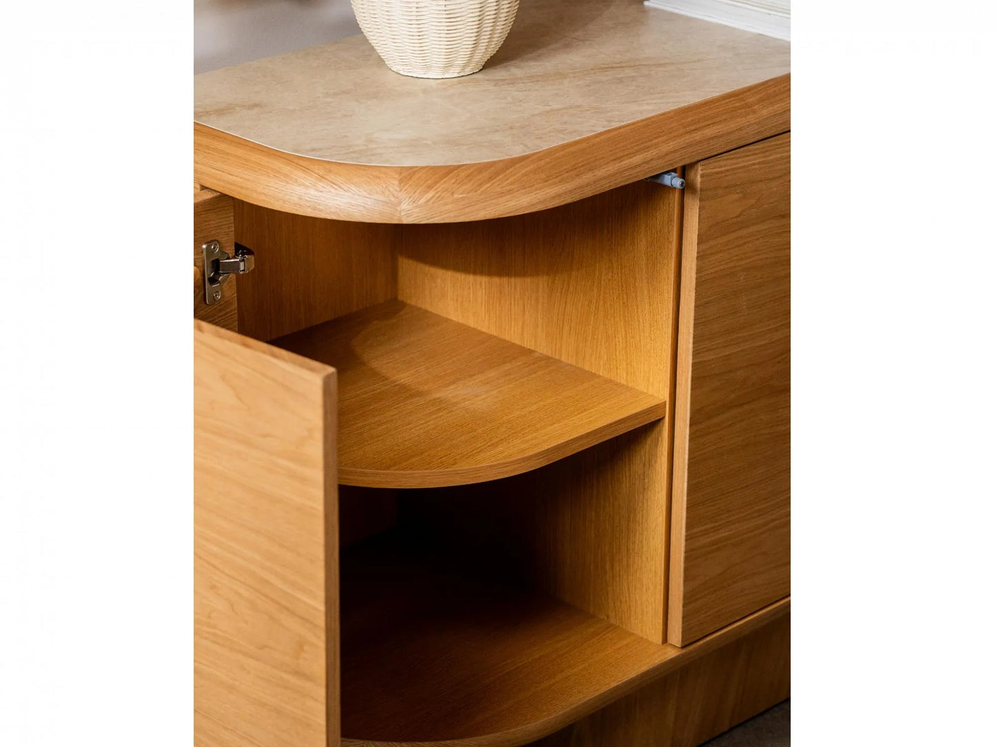 Byron 180cm Taj Mahal ceramic and natural ash veneer buffet – storage