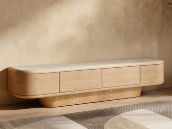 compare product Byron 200cm Ceramic & Ash Veneer TV Unit - Natural