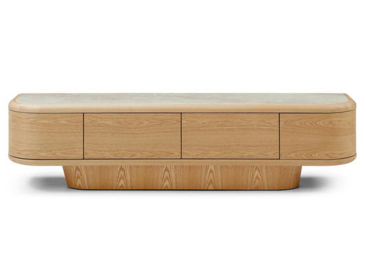 Byron 200cm Ceramic & Ash Veneer TV Unit - Natural