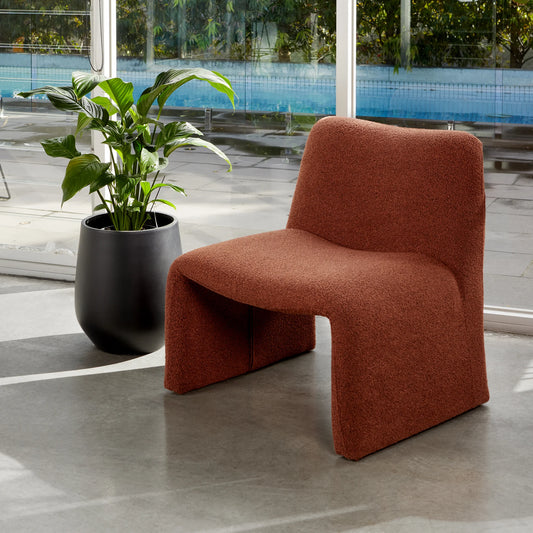 Calais Sculptural Bouclé Accent Chair in Terracota