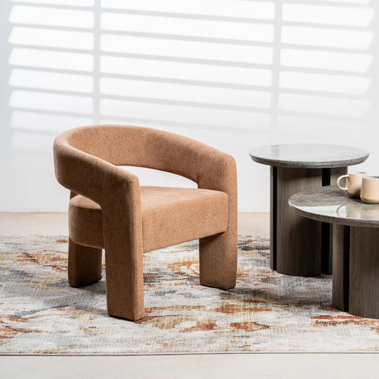 Calgary Chenille Accent Armchair in Coral