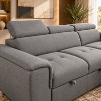Capri 2 Seater Sofa Bed with Storage Chaise - Grey