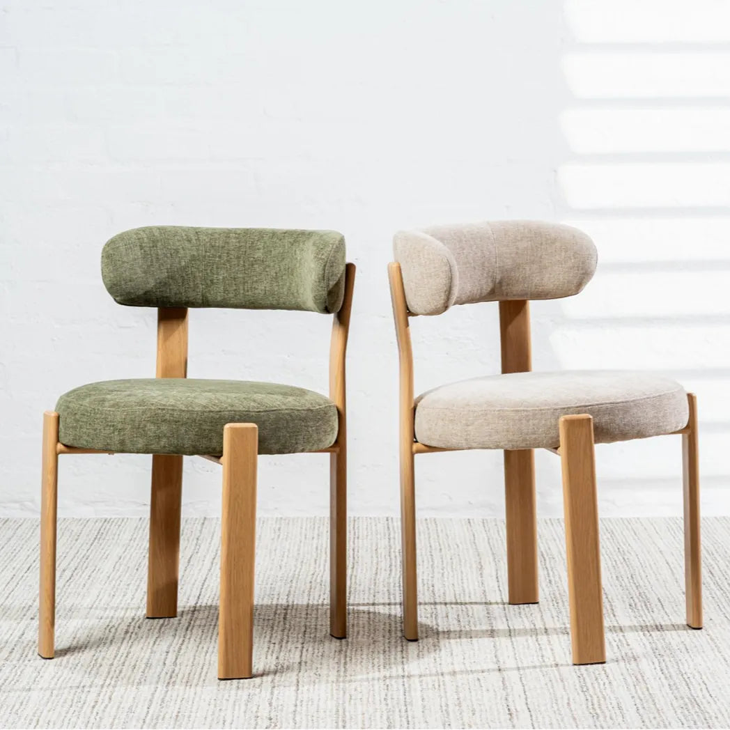 Carmo Chenille Dining Chair Oak-Look Leg