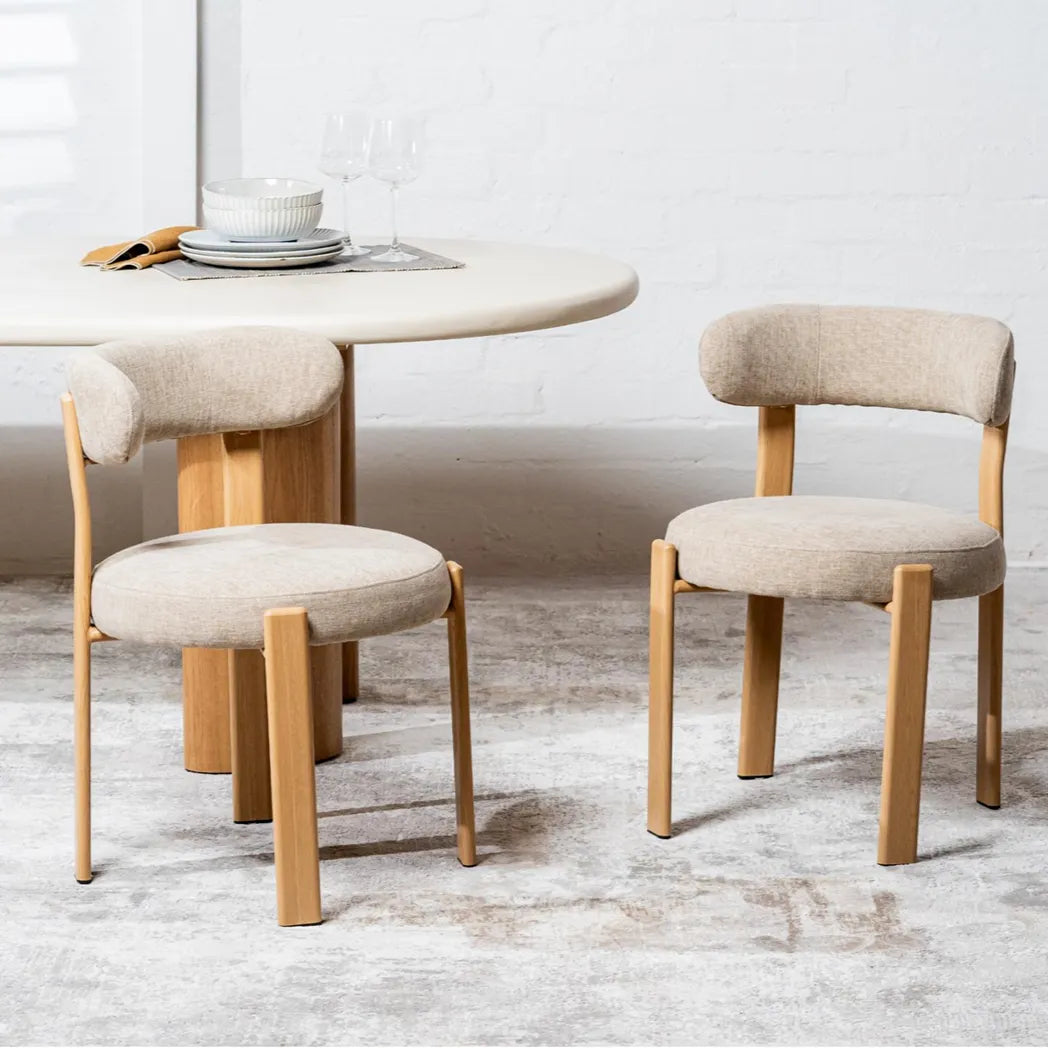 Carmo Chenille Dining Chair Oak-Look Leg