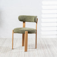 Carmo Chenille Dining Chair Oak-Look Leg in Olive