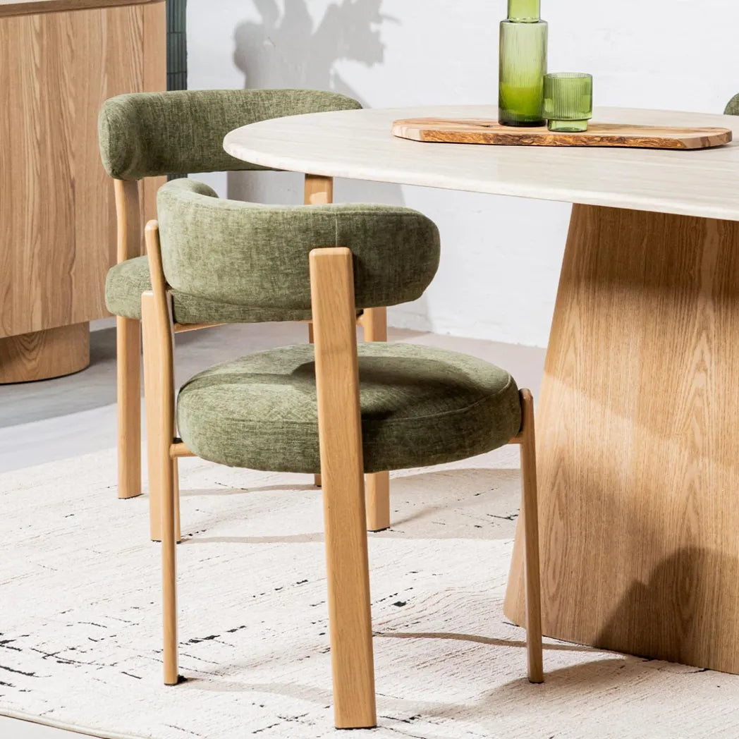 Carmo Chenille Dining Chair Oak-Look Leg