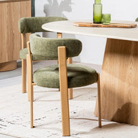 Carmo Chenille Dining Chair Oak-Look Leg