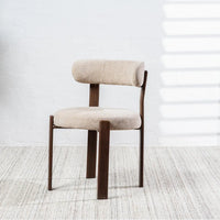 Carmo Chenille Dining Chair Walnut-Look Leg in Beige